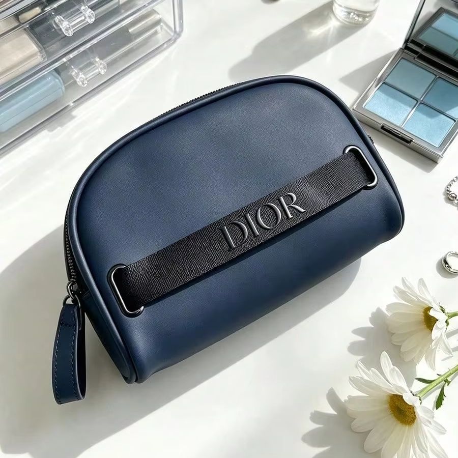 Women Bags Dior - Dior Navy Blue Half Moon Cosmetic