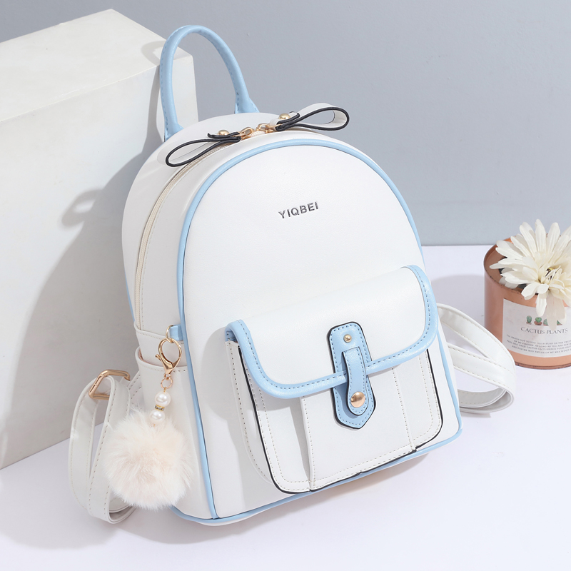 Women Bags White - Stylish solid color texture women backpack,