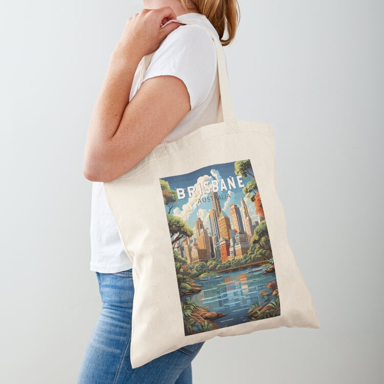 Women Bags In Australia - Brisbane Australia Travel Art Vintage Tote