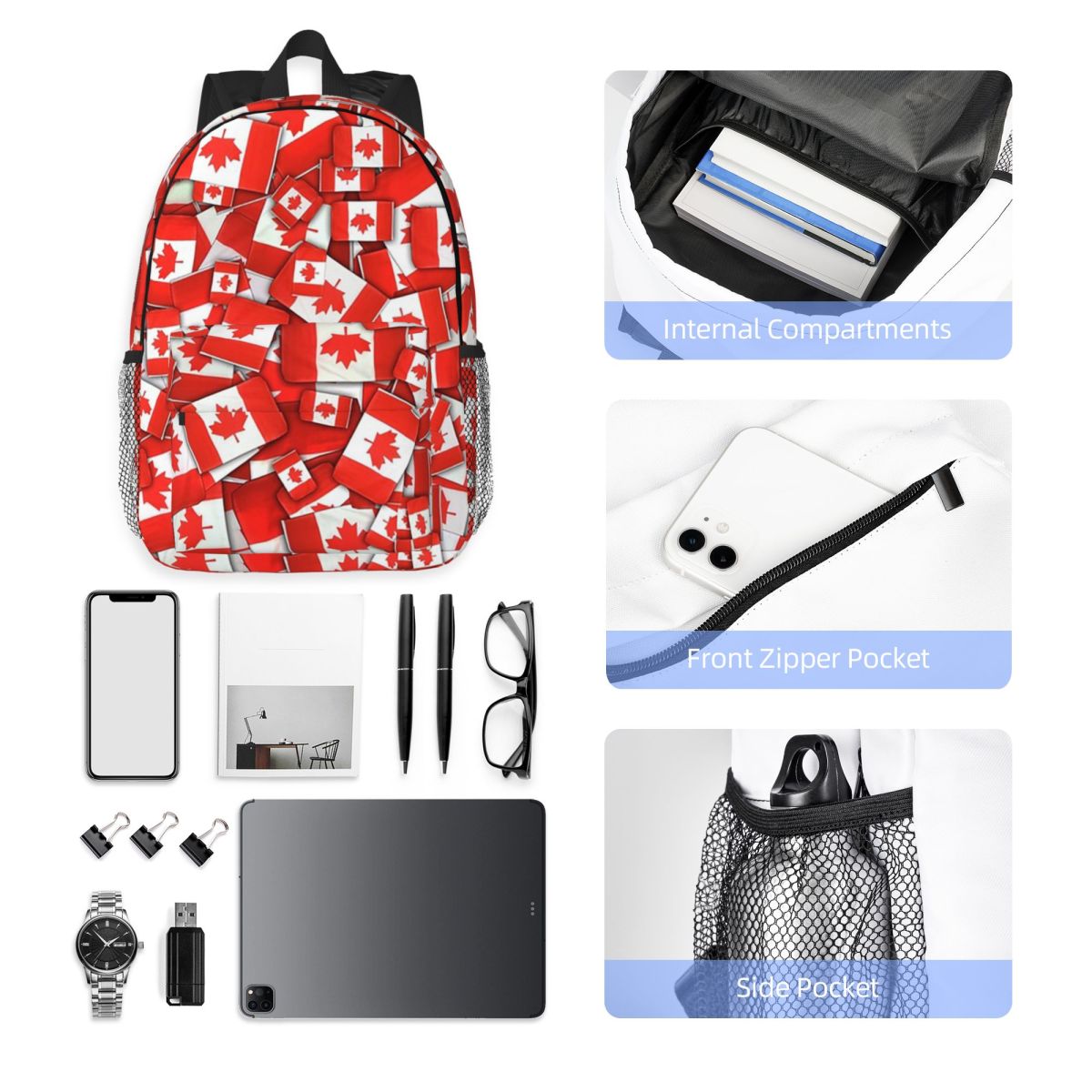 Women Bags Canada Sale - Canada Flag Pattern Backpack Hot Sale