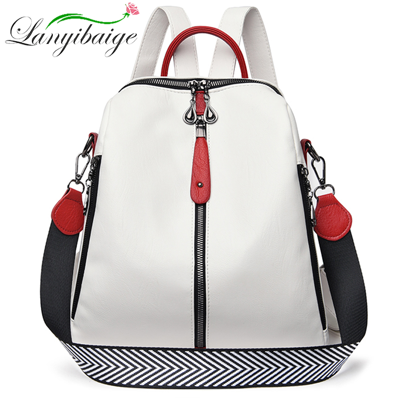 Women Bags White - Fashion Backpack Women Soft Leather Backpack