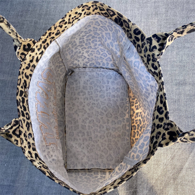 Unisex Leopard Print Embroider - Shopper Tote Canvas ulasan dan harga