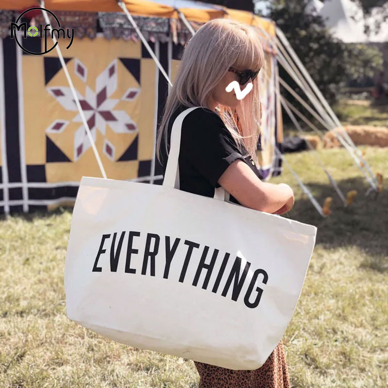 Large Capacity Canvas Tote Bag - Shopper Tote Canvas ulasan dan harga