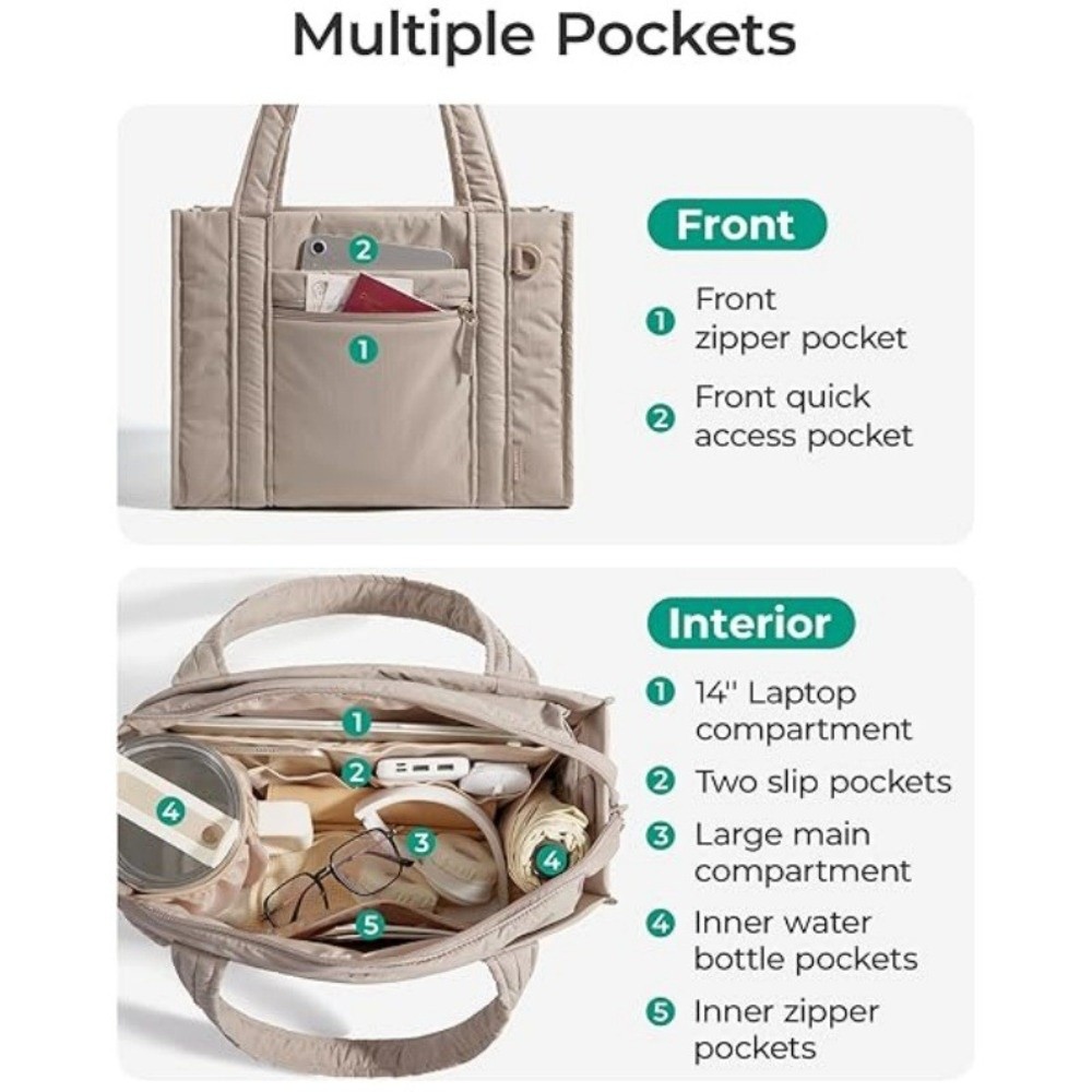 Nylon Puffer Tote Bag for Wome - Shopper Tote Canvas ulasan dan harga
